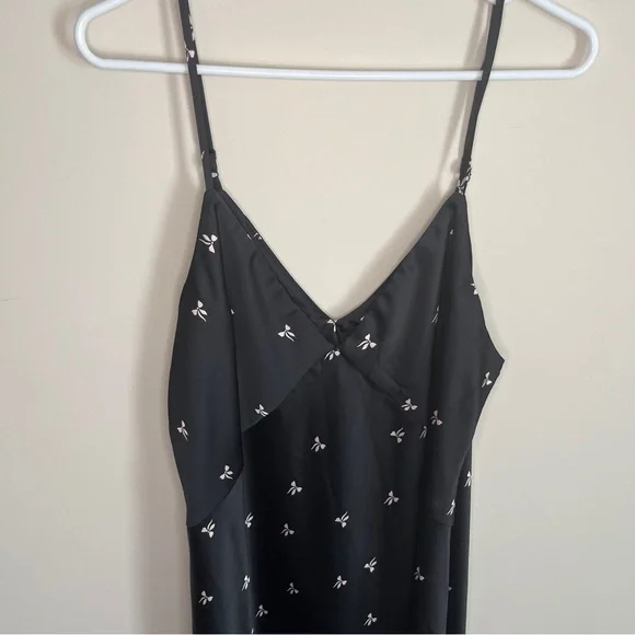A New Day Midi Black Bow Slip Dress midi Side Slit Women’s Size XL holiday - Picture 6 of 6